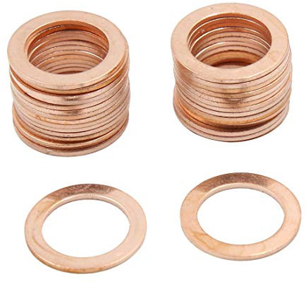 X AUTOHAUX 14mm Diamètre Intérieur Wagon rondelles Joint Plat Rondelles en Cuivre Étanchéité 30pcs