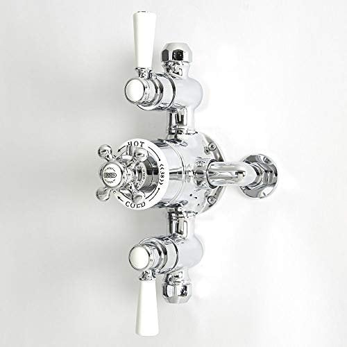 Milano Elizabeth Traditional 2 Outlet Exposed Thermostatic Mixer Shower Valve - Chrome White