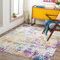 Livabliss Moroni Tapis Moderne Abstrait - Tapis Salon, Salle à Manger, Chambre Adulte et Ado, Cuisine - Design Marbre Moucheté Multicolore, Poil Ras Doux 160x220 cm - Blanc, Orange, Rose