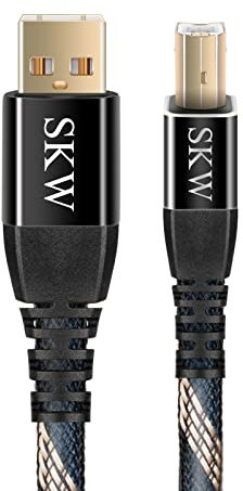 SKW Cable de impresora USB de 1,5 m, cable de escáner USB A a USB B 2.0 para impresoras HP, Canon, Epson, Lexmark, Brother, Samsung, etc.(1.5m)