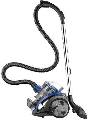 Aspirateur sans sac traineau multi cyclonique puissant filtration haute efficacité pour sols durs et tapis filtre HEPA 800 W 2L BLUE HUNTER