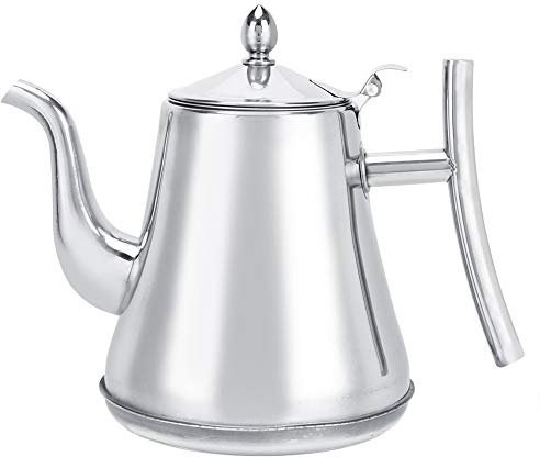 Stainless Steel Gooseneck Tea Pot, Novel Polished with Infuser and Lid for Bulk Tea Coffee Household Teapot(1.2L)
