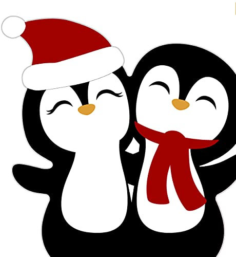 12 Servietten gestanzt Pinguine mit Weihnachtsmütze 33 x 33cm