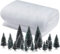 Threan 40 x 60 Pollici Rotolo di Coperta di Neve Natale e 19 Mini Alberi di Sisal Spazzola per Bottiglie Copertura di Neve Spessa Bianca con Alberi di Natale in Miniatura per Villaggio Display