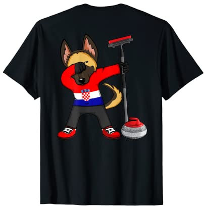 Dabbing Deutscher Schäferhund Kroatien Curling Fans Trikot Sport T-Shirt