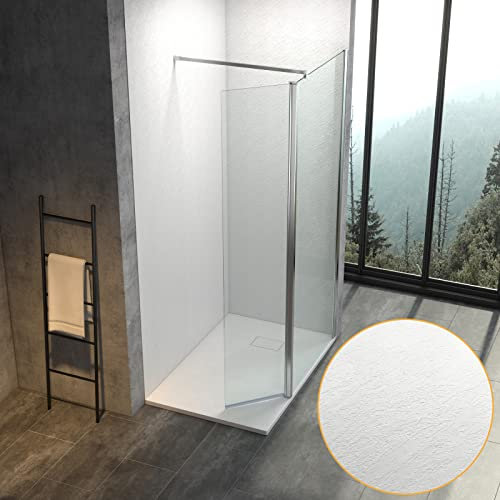 2er Set SMC Duschrückwände Weiß Schieferoptik Badrückwand Wandverkleidung Wandpaneel als fugenloser Fliesenersatz Stärke 3 mm BxH 90 x 200 cm