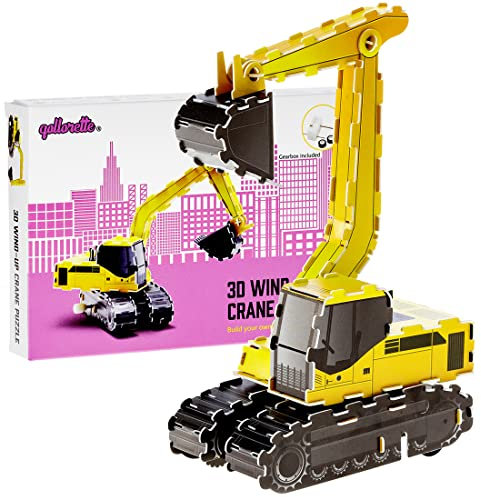 qollorette Jouet a Remonter Puzzle 3D Engins de Chantier Jouet Pelleteuse Jeux Construction Enfant - Mini Maquette Véhicules pour Enfants Activites Manuelles
