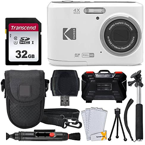 Kodak PIXPRO FZ45 - Fotocamera digitale + scheda di memoria da 32 GB + custodia per fotocamera + monopiede estensibile + penna per la pulizia dell'obiettivo + pellicole protettive per schermo LCD +