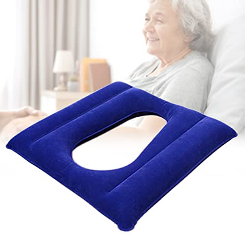Anti-Dekubitus-Luftkissen für Patienten mit Loch – Aufblasbares Luftkissen für Rollstuhl, Hämorrhoiden, Schwangerschaft, Steißbein-Schmerzlinderung und Bettpflege,Blau (Blau) (Blau)