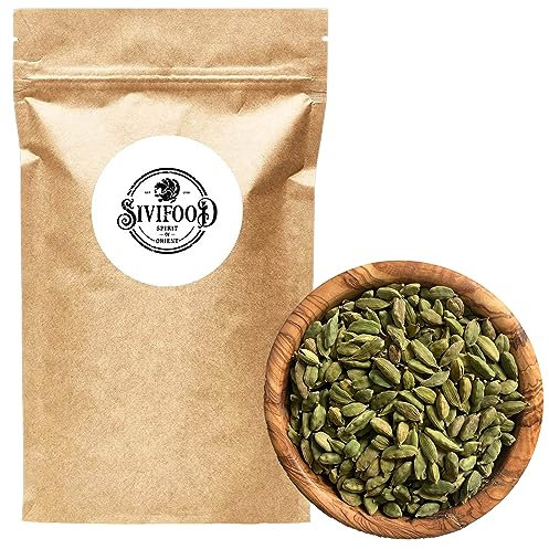 SIVIFOOD cardamome verte capsules de cardamome naturelle de récolte fraîche 250g - graines de cardamome entières cardamome verte aromatique non traitée à la main de qualité supérieur