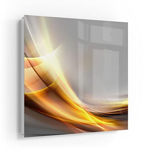 DEQORI Schlüsselkasten weiß | 30x30 cm | Motiv Glänzende Lichtreflexe | Glas & Metall Schlüssel-Box | Schlüsselschrank mit 50 Haken + 2 Magnete | Moderne Design Box magnetisch & beschreibbar