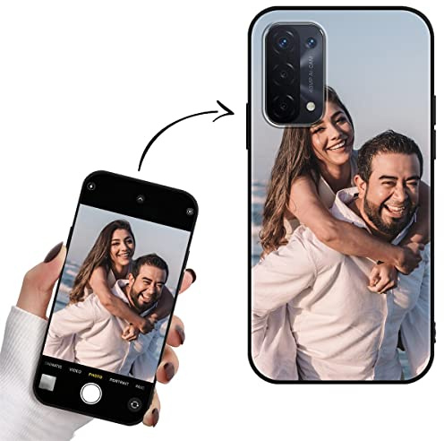 Yoedge Personalisierte Handyhülle für Oppo A74 5G / A54 5G Hülle Selbst Gestalten mit Eigenem Foto Bild Text Personalisiert Case Individuelle Geschenk Schutzhülle Schwarz Cover für Oppo A74 5G 6,5