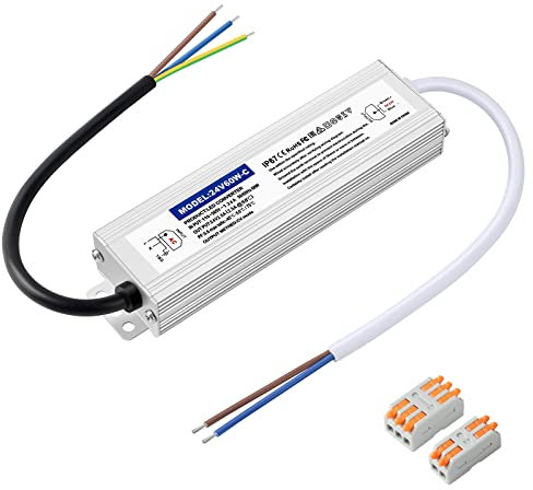 Karyoosi LED Trafo 24V 60W 2.5A, LED Netzteil 24V, LED Transformator 230V auf 24 Volt DC, Wasserdichtes IP67 LED Treiber Für LED-Beleuchtung im Innen- und Außenbereich
