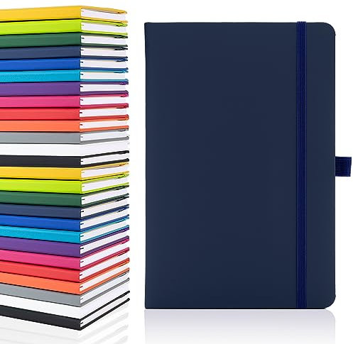 Notes London Blanko-Seiten-Notizbuch, A5, weiß, unliniert, blanko, Stiftschlaufe, Band und Papiertasche, mittelfester Einband, Notizbuch, umweltfreundlich, nachhaltiges Papier (Marineblau)