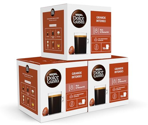 NESCAFÉ Dolce Gusto Café Grande intenso - Cápsulas de Café, 48 Cápsulas (3 x 16) - Americano Grande - Originales para cafeteras Dolce Gusto