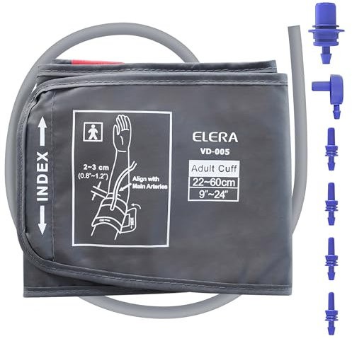 Cómodo manguito de recambio extragrande para adultos con brazos grandes, circunferencia del brazo de 22 a 52 cm, compatible con la mayoría de tensiómetros - 5 conectores
