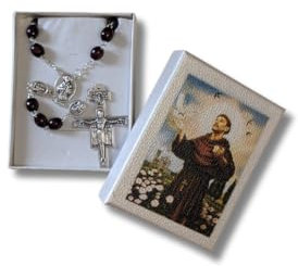 Rosenkranz des Heiligen Franziskus von Assisi aus Holz Rosenkranz St. Damian-Kreuz Rosenkranz Santa Chiara von Assisi Rosary Chaplet St. Francis of Assisi And St. Clare Catholic Rosary (Metallkreuz)