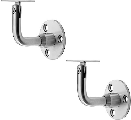 Schürberg Edelstahl Handlaufhalter, Handlaufträger, Wandhalter für flache und runde Geländer - Massive und schwere Qualität (2, Modell D - Flach)