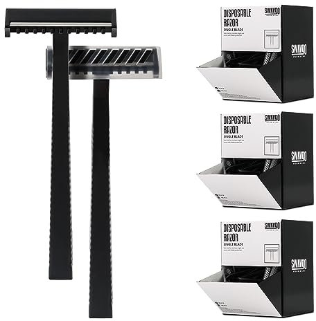 SWAVGO Einmal-Rasierer 1 Klinge 100 Stück/Pack - Einmal Rasierer Einwegrasierer Männer Frauen einklinge einschneidig - für Tattoo Studio, Kosmetikstudio etc. (3 Pack)