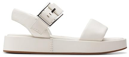 Clarks Femme Alda Strap Sandale, Blanc, 37 EU