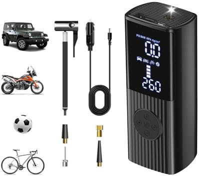 Adicop Compresseur à Air Portatif 10800mAh Gonfleur Pneus Voiture Sans Fils Batterie Externe,160PSI LCD Portable Pompe A Velo Electrique Pour Voiture,Velo, Moto,Balle