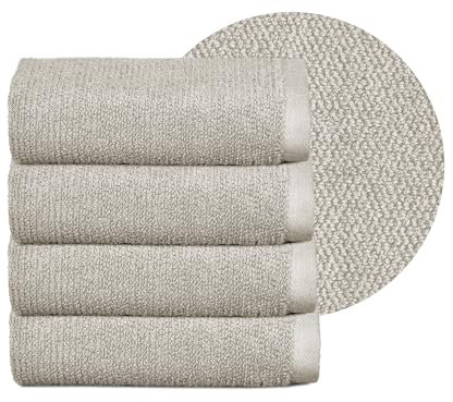BEAUTEX Handtuch-Set Premium Frottier Sets Made in Europe, 100% Baumwolle 550g/m², Oeko-TEX Zertifiziert (Set: 4 Gästetücher - 30x50 cm in Sandgrau)
