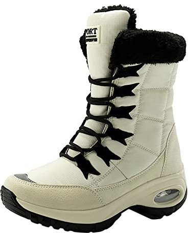 Scarpe da Impermeabili da Uomo Scarpe Corte in Cotone Stivali Gambale 40cm (Beige, 42)