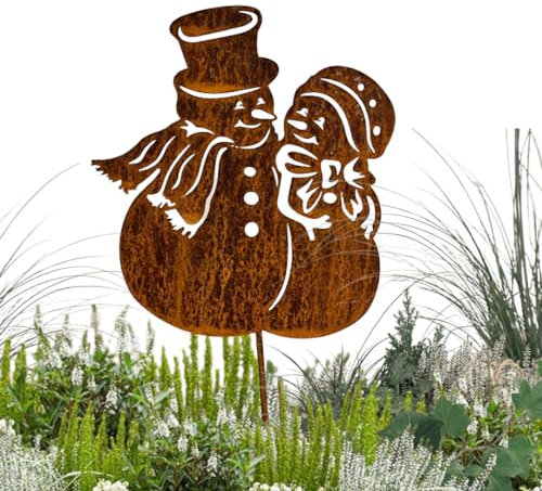 Terma Stahldesign Rost Weihnachts Schneemann Made in Germany Gartenstecker Outdoor rost deko Weihnachten stecker winterdeko draußen blumenstecker Winter deko