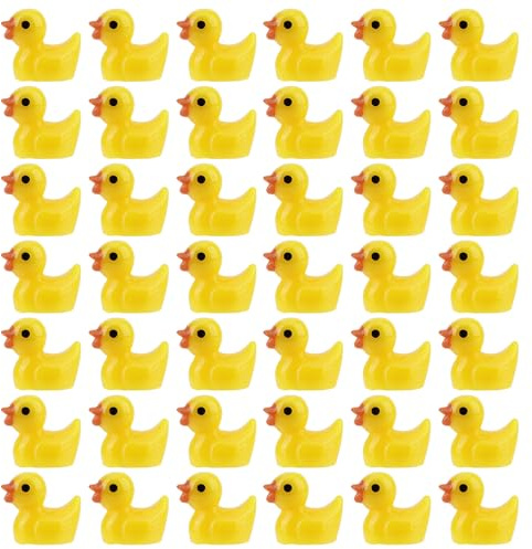50 Stück Mini Harz Enten, Miniatur Enten Wichtel Winzige Enten zum Verstecken Kleine Enten Mini-Harzfiguren Mini-Harz-Tiere-Dekorationen für DIY-Kunsthandwerk Party Mikro-Landschaftsornamente
