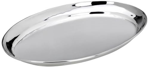 großes Silbertablett 26 x 19 cm - ovales flaches versilbertes - Serviertablett für Snacks, Käse, Antipasti, Pralinen oder Schokolade - ohne Griffe