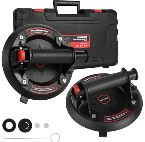DEWINNER Ventouse à Vide Robuste x2, Poignée en ABS Ventouse de levage en Verre,Capacité de Charge de 300 kg,Ventouse Industrielle pour le Levage de Surfaces Planes et Non Pporeuses