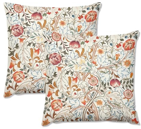 Yaemikoo William Morris Kissenbezüge mit Vintage-Blumenmuster, 2er-Set, 45,7 x 45,7 cm, Heimdekoration, quadratischer Kissenbezug für Sofa, Wohnzimmer, Schlafzimmer, Couch, Bett