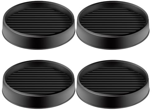 Tanstic 4Pcs 3x3 Runde Gummi Caster Cups Runde Anti-Rutsch-Möbel Pads Runde Gummi-Möbel Untersetzer Anti-Rutsch-Boden-Schutz für Couch Tisch Bett (schwarz)
