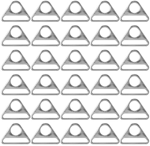 Sxutop 30 StüCk Metall Dreieck Schnallen 38mm Innendurchmesser Einstell Dreieckige Schnalle D Ringe Aus Metall Silber D Ringe Halbringe Triangle für Diy Rucksackgurte GeldböRsen Taschen GüRtel