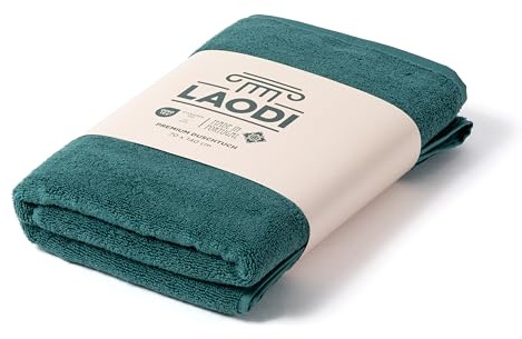 LAODI Premium Duschtuch 70x140 cm aus 100% Baumwolle – 570 g/m², saugfähig & weich – Made in Portugal, Antikes Grün