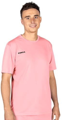 FORZA Maillot de Football Classique pour Hommes [XS-XXL] | Maillot à Manches Courtes en 100% Polyester | 11 Couleurs Vives (Rose, S)