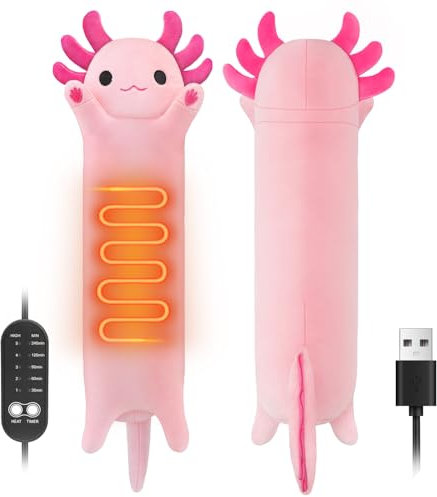 Electric Heat Pad for Period, Back Pain Relief - Menstrual Heating Heated Pad USB Powered - Axolotl Plush Portable Stuffed Animal - Funny Women Kids Teenage Girls Mum Axolotl Lovers Birthday Gifts
