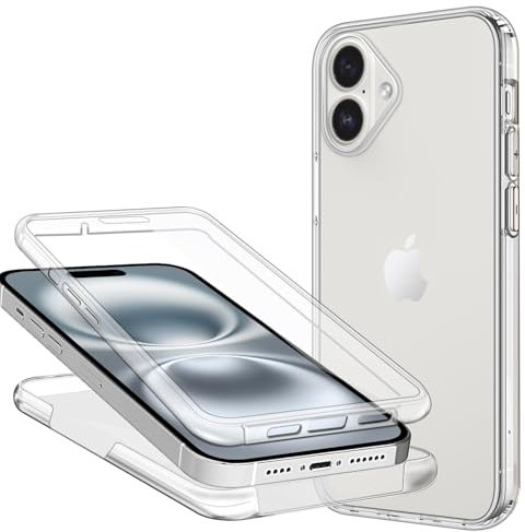 ZYIMOU Hülle für iPhone 16 Handyhülle, Transparent Durchsichtige Case 360 Grad Full Schutz Silikon Dünn iPhone 16 Cover Case