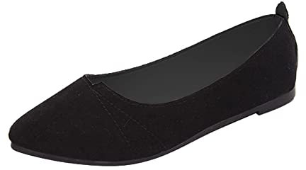 MVNB Lace Wedding Shoes Flat Ivory Pumps Round Slip-on Bridal Shoes Womens Wedding Shoes for Bride Ladies Bridesmaid Flower Girl Satin Ballet Pumps Diamante Bow Trim (Black, 38)