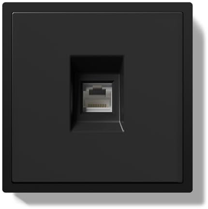 BSEED Enchufe de Pared Estándar UE Cat 6 Ethernet con Garras, Enchufe Empotrada con Marco de PC, 80×80mm Negro