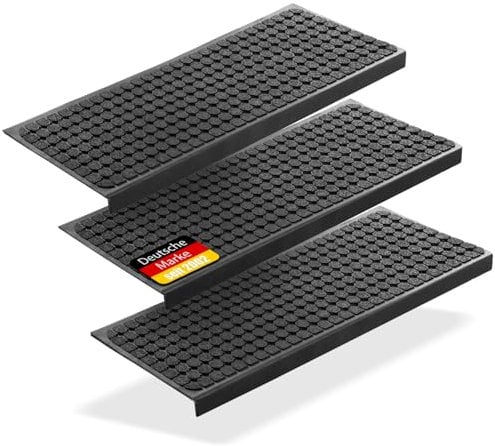 BigDean 3 Stück Stufenmatten aus Gummi – 75 x 25 cm – Outdoor Treppenstufenmatten – Anti Rutsch Gummimatten Wild Design