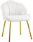 Yaheetech Fauteuil de Salon Moderne, Design Coquillage, Chaise de Chambre à Coucher Confortable, Rembourré, Ergonomique, Fauteuil en Velours avec Dossier, Pieds en Métal Plaqué Or, Blanc
