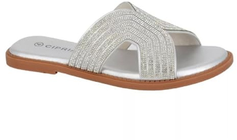 Cipriata L655FS-5 Womens Mule Sandal Silver size 5