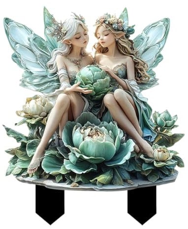 iSpchen Bohemian Feen Blumentopf Figuren, Fairy Garden Miniatur Feen Figuren Elfen Bodenstecker Dekor Schild Miniaturfeen Gartenfiguren Fee Figur Miniatur Elfen Deko für Garten Hof Rasen Dekor Topf