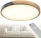 YRHome Deckenleuchte Holz LED - Modernes Design, Grauer Rahmen, 96W Dimmbar, Fernbedienung, 60 cm x 5 cm, Wohnzimmerlampe