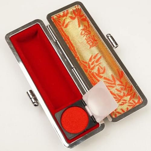 BuleVina Japanischer Namens-Siegelkasten aus Polyurethan, runde Leder-Stempelbox, Horn-Siegelbox, japanischer Siegelhalter (schwarz, 12 mm)