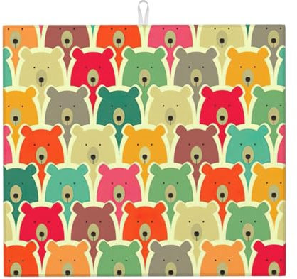 Égouttoir de cuisine absorbant et facile d'entretien Motif ours coloré