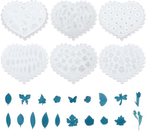6uds Moldes Silicona Arcilla Polimérica, Moldes Arcilla Manualidades Mini Moldes Silicona Mariposa Flores y Hojas Moldes Arcilla Polimérica Hacer Joyas Pendientes Bricolaje y Decoración