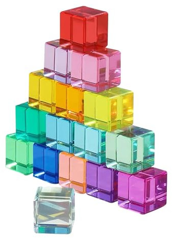 Gwezmxs Regenbogen Jelly Blocks aus Acryl – Sensory Toys für Kinder, 16 Bunte Sensorik-Bauklötze ab 3 Jahren