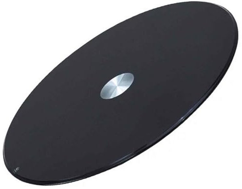 JXCCA 360 ° Drehblech Plattenteller Organizer, Runder Tisch mit Geschmiertem Glas, Härter Explosionssicherer Glas, Schwarzer Lackverhärtes Glas, Hochtemperaturbeständig, 50/60/70/80/90 cm